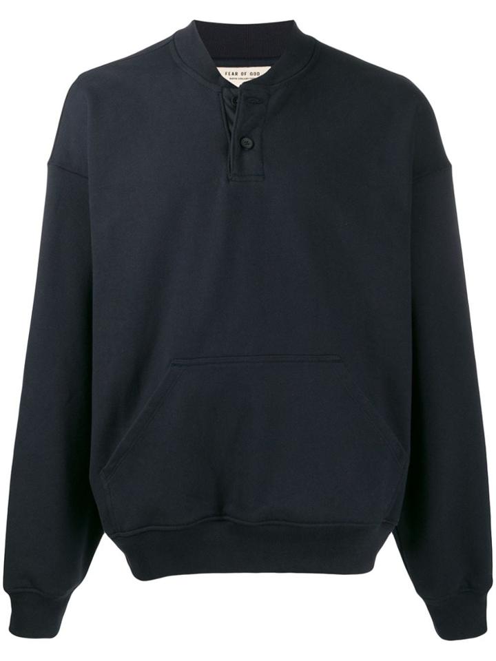 Fear Of God Henley Placket Sweatshirt - Blue