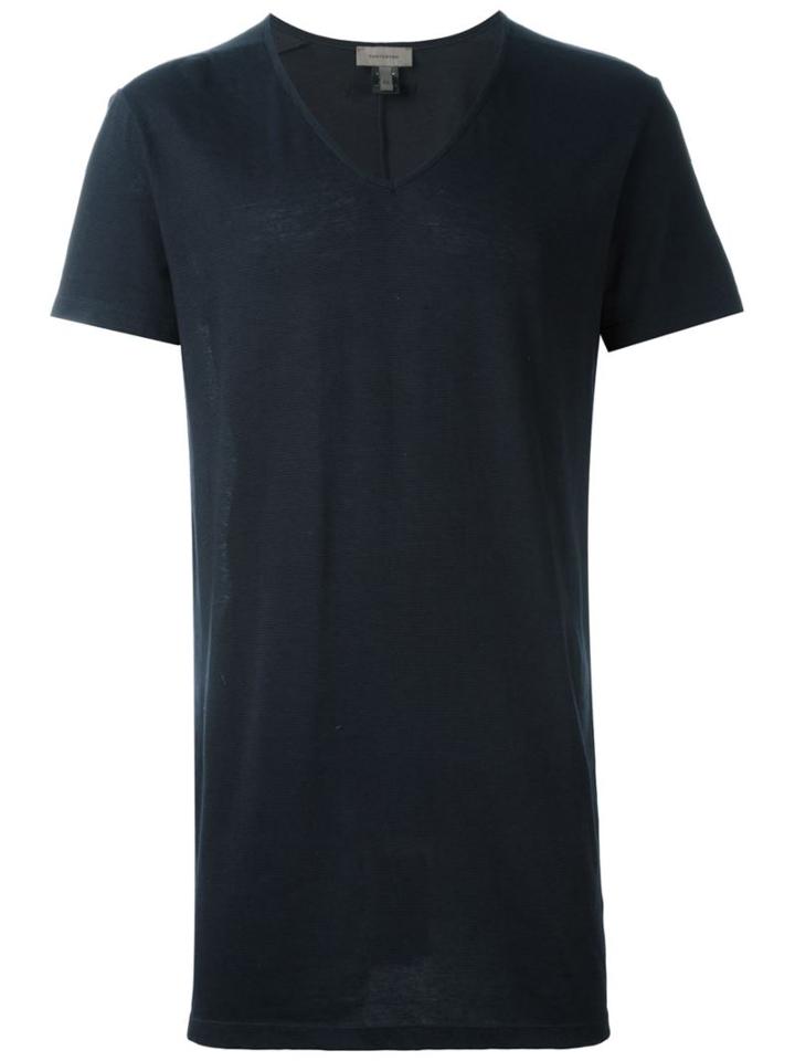 Tony Cohen V-neck T-shirt, Men's, Size: 46, Blue, Viscose/linen/flax