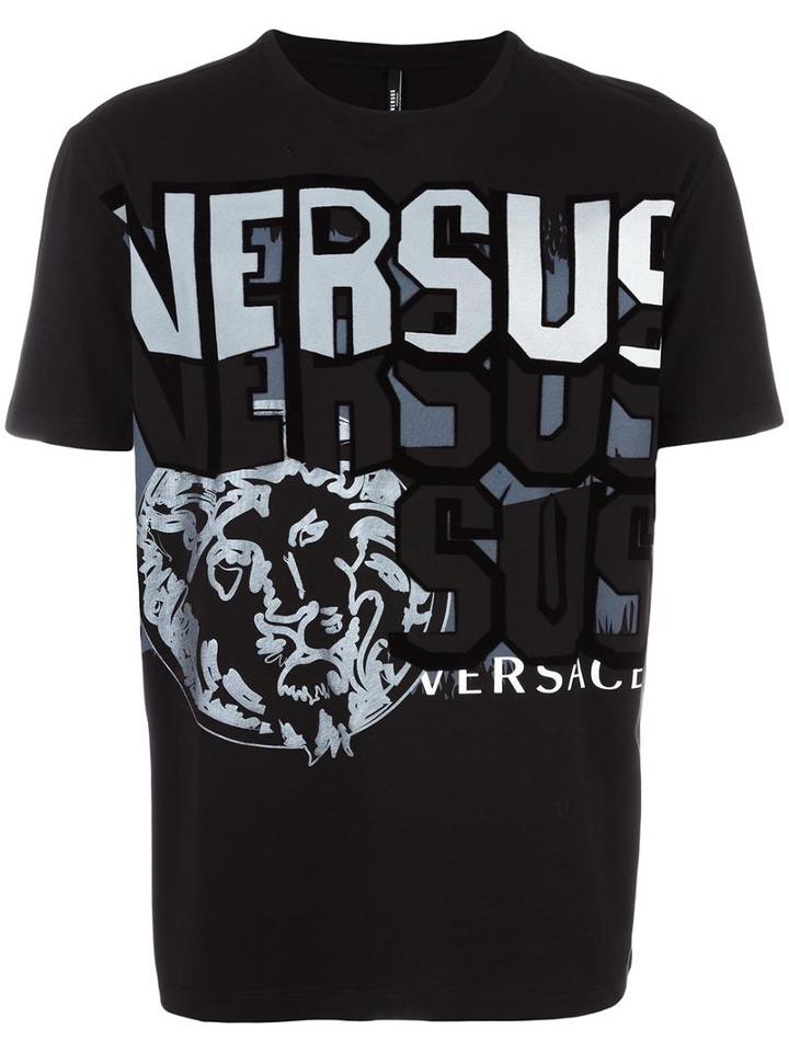Versus Lion Print T-shirt, Men's, Size: Large, Black, Cotton
