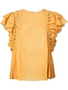 Sea Ruffle Sleeve T-shirt - Yellow & Orange