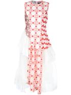 Simone Rocha - Applique Asymmetric Dress - Women - Silk/cotton/polyamide/polyester - 6, Red, Silk/cotton/polyamide/polyester
