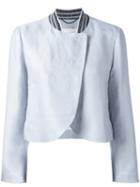 Dorothee Schumacher Curved Hemline Cropped Jacket, Women's, Size: 3, Blue, Cotton