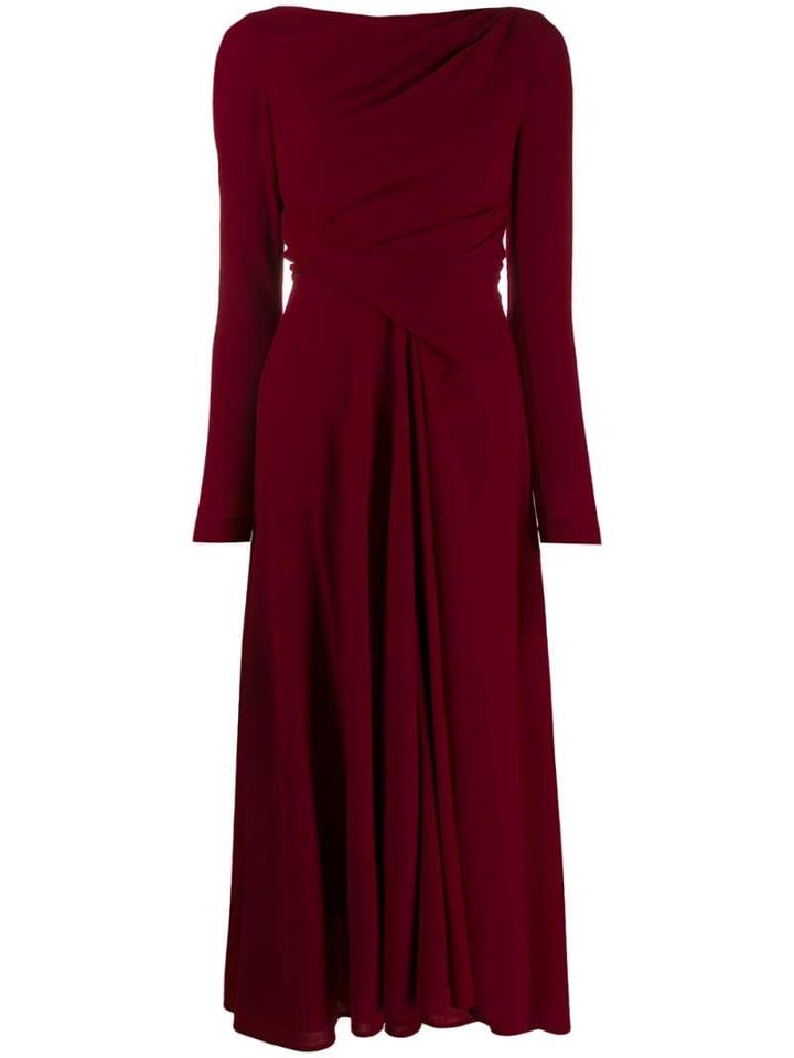 Talbot Runhof Draped Midi Dress - Red