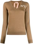 Nº21 V-neck Knitted Sweater - Brown