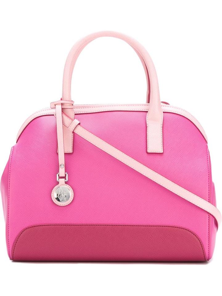 Armani Jeans Top Zip Tote, Women's, Pink/purple, Pvc/polyester