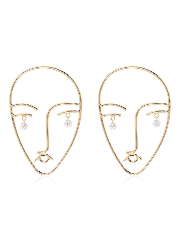 Persée 18kt Yellow Gold And Diamond Matisse Face Earrings - Metallic