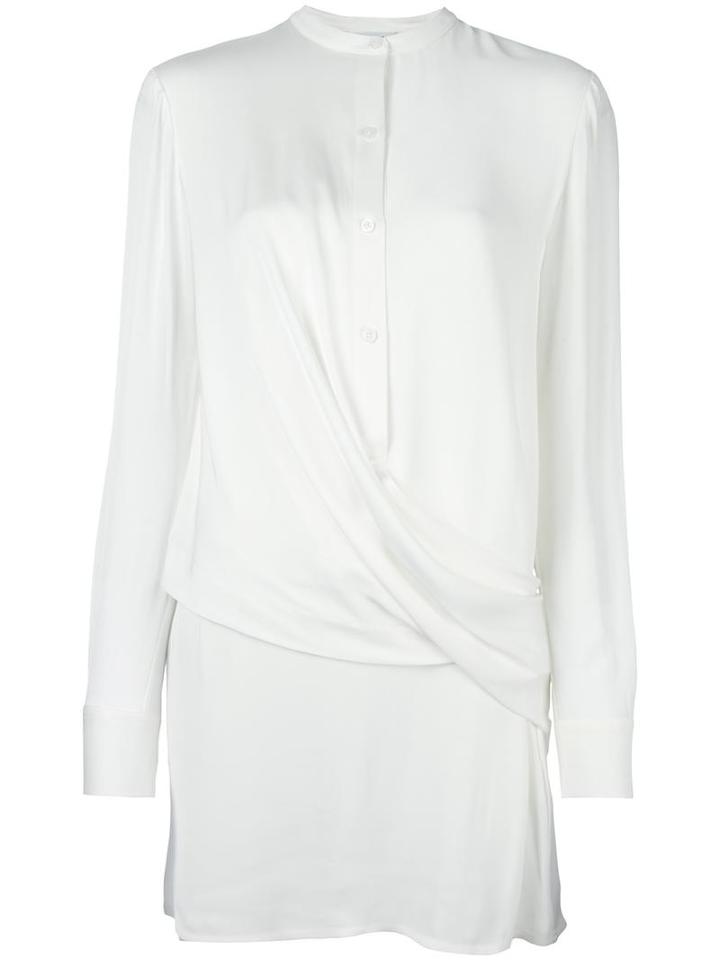 Dkny Draped Front Satin Blouse, Women's, Size: Medium, Viscose/silk/spandex/elastane