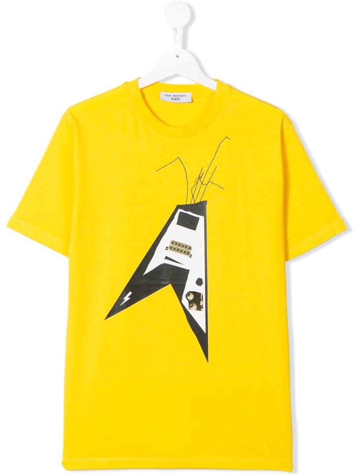 Neil Barrett Kids Electric Guitar Print T-shirt - Yellow