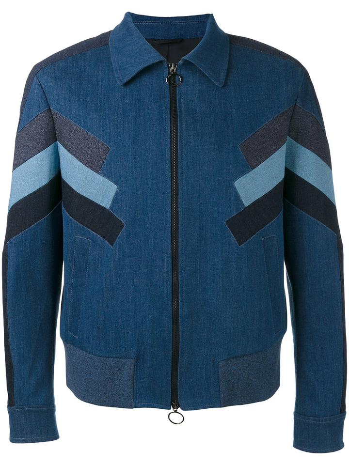 Neil Barrett Zipped Denim Jacket, Men's, Size: Medium, Blue, Cotton/polyester/spandex/elastane/viscose