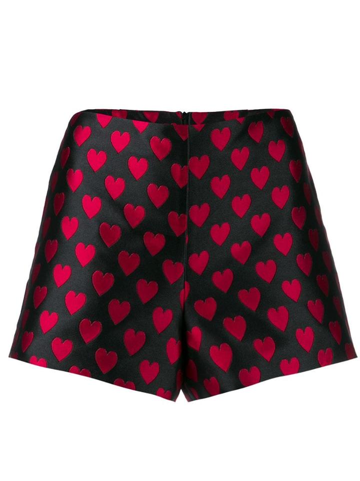 Red Valentino Heart-print Satin Shorts - Black