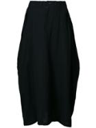 Y's - Flared Midi Skirt - Women - Wool - 1, Black, Wool