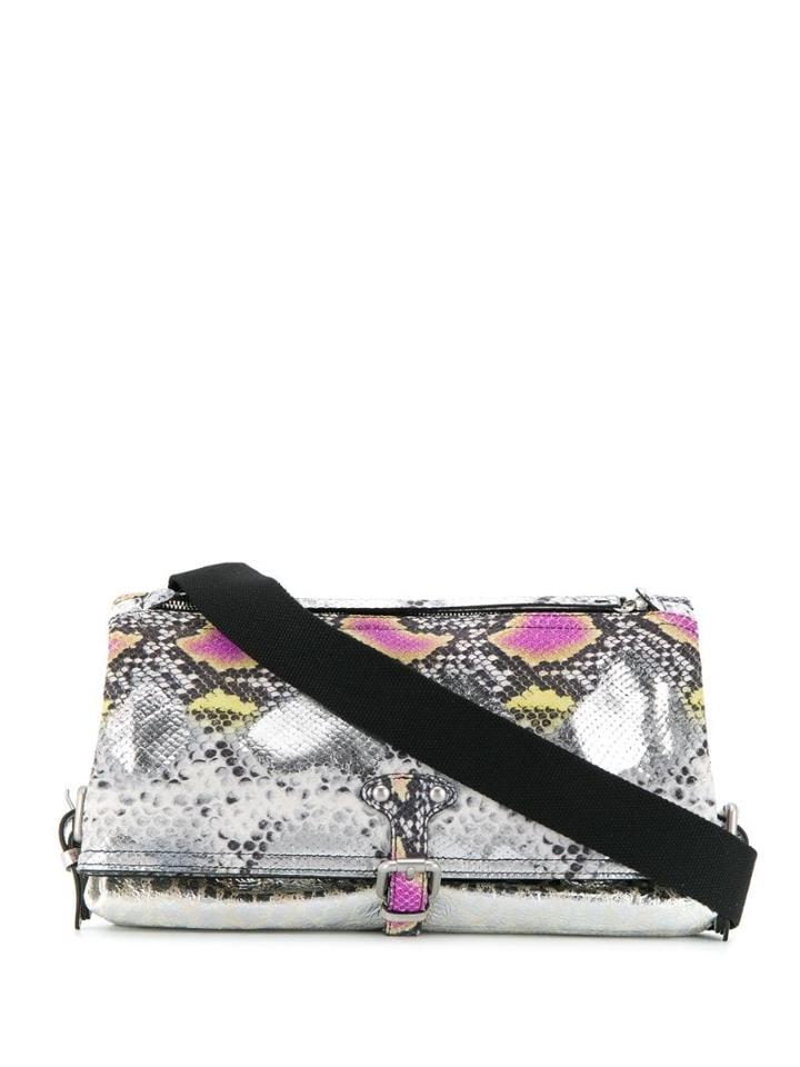 Maison Margiela Metallic Snakeskin-effect Clutch - Silver