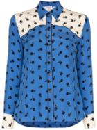 Hvn Kate Fruit-print Silk Shirt - Blue