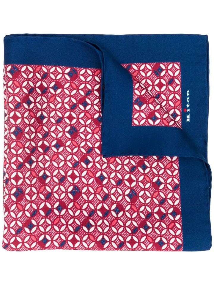 Kiton Printed Pocket Square - Pink