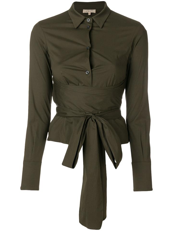 Romeo Gigli Vintage Belted Waist Shirt - Green