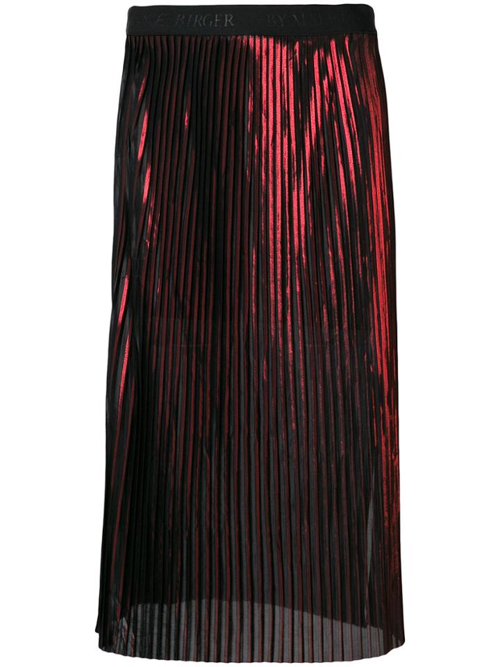 By Malene Birger Sheer Pleated Midi Skirt - Black