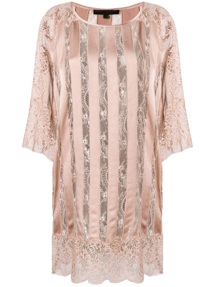 Amen Scalloped Lace Blouse - Pink & Purple