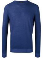 Ermenegildo Zegna Crew Neck Sweater, Men's, Size: 46, Blue, Wool/silk