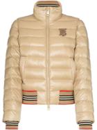 Burberry Cropped Monogram-appliqued Quilted Jacket - Neutrals