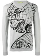Versace Jeans Tiger Print Sweatshirt, Men's, Size: Large, Grey, Cotton/viscose