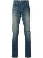 Saint Laurent Busted Knee Slim Fit Jeans - Blue