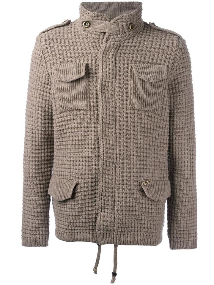 Bark High Neck Textured Jacket, Men's, Size: Xl, Grey, Polyamide/wool