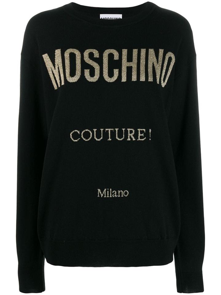 Moschino Glitter Logo Print Jumper - Black