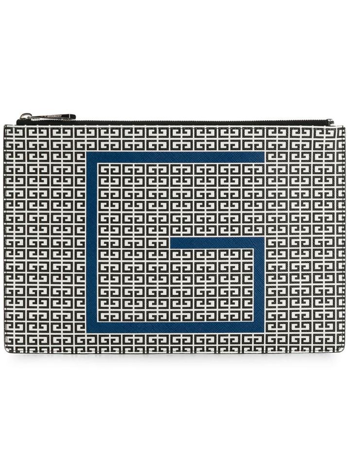Givenchy Logo Print Clutch Bag - White