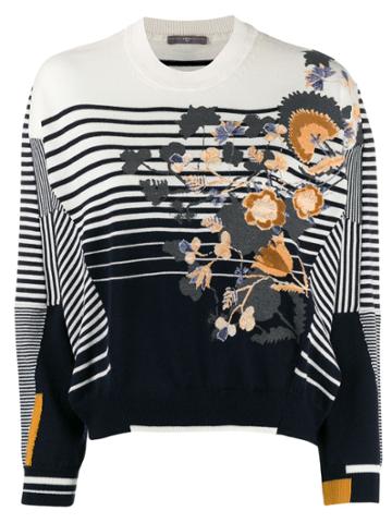 High By Claire Campbell Floral Embroidered Jumper - Blue