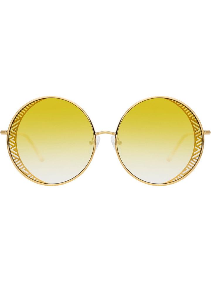 Linda Farrow Zigzag Round Sunglasses - Gold