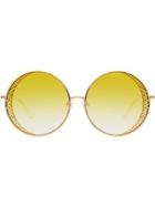 Linda Farrow Zigzag Round Sunglasses - Gold