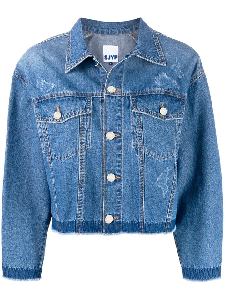Sjyp Back Button Denim Jacket - Blue