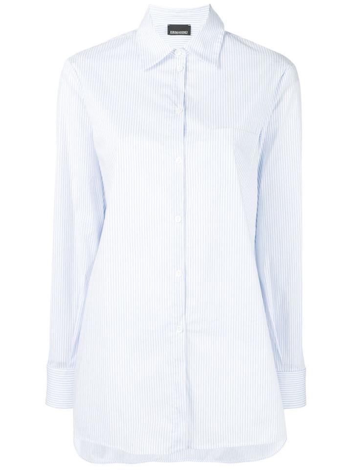 Ermanno Ermanno Logo Striped Shirt - Blue