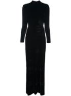 Carolinaritz Open Back Long Dress, Women's, Size: 40, Black, Polyester/spandex/elastane