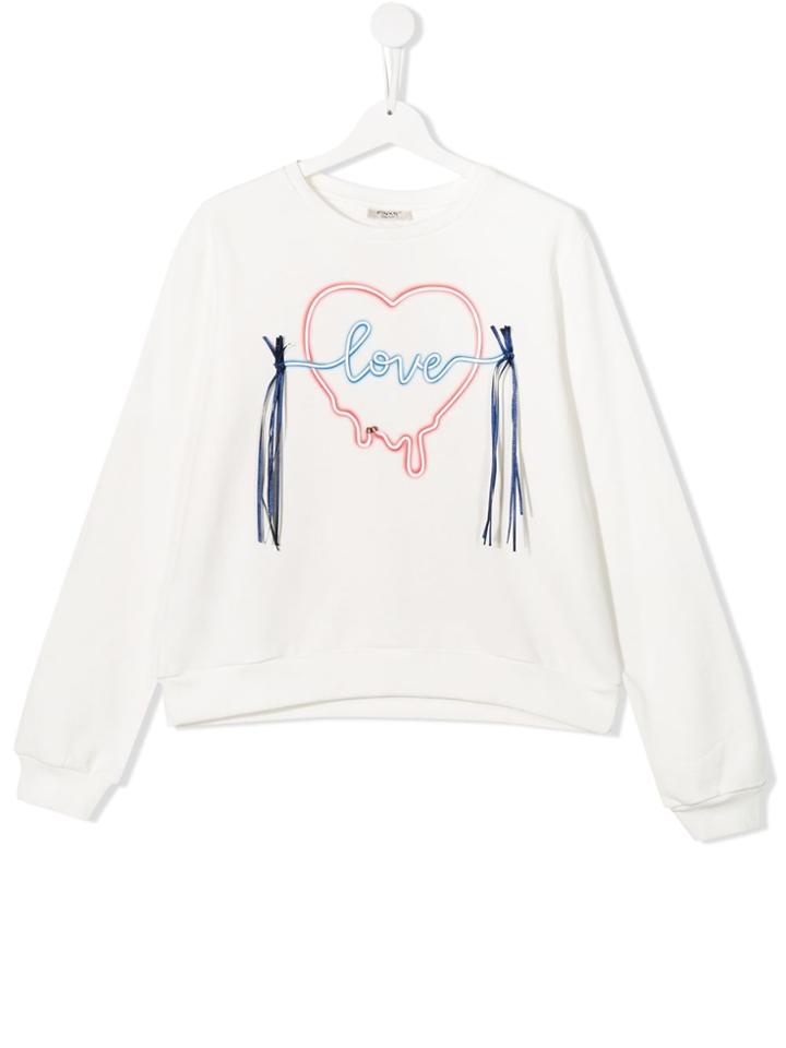 Pinko Kids Teen Neon Love Sign Sweatshirt - White