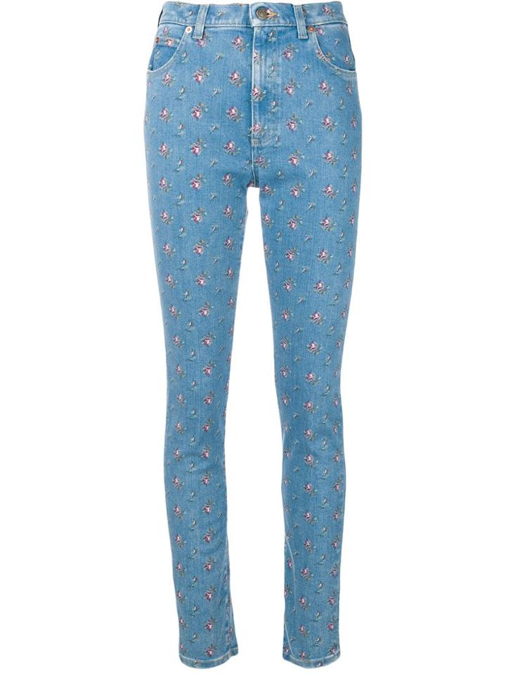 Gucci Floral Print Skinny Jeans - Blue