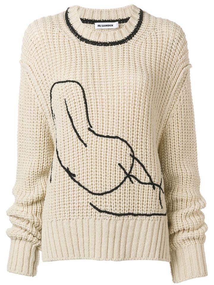 Jil Sander Contrast Stitch Detail Jumper - 108 Natural