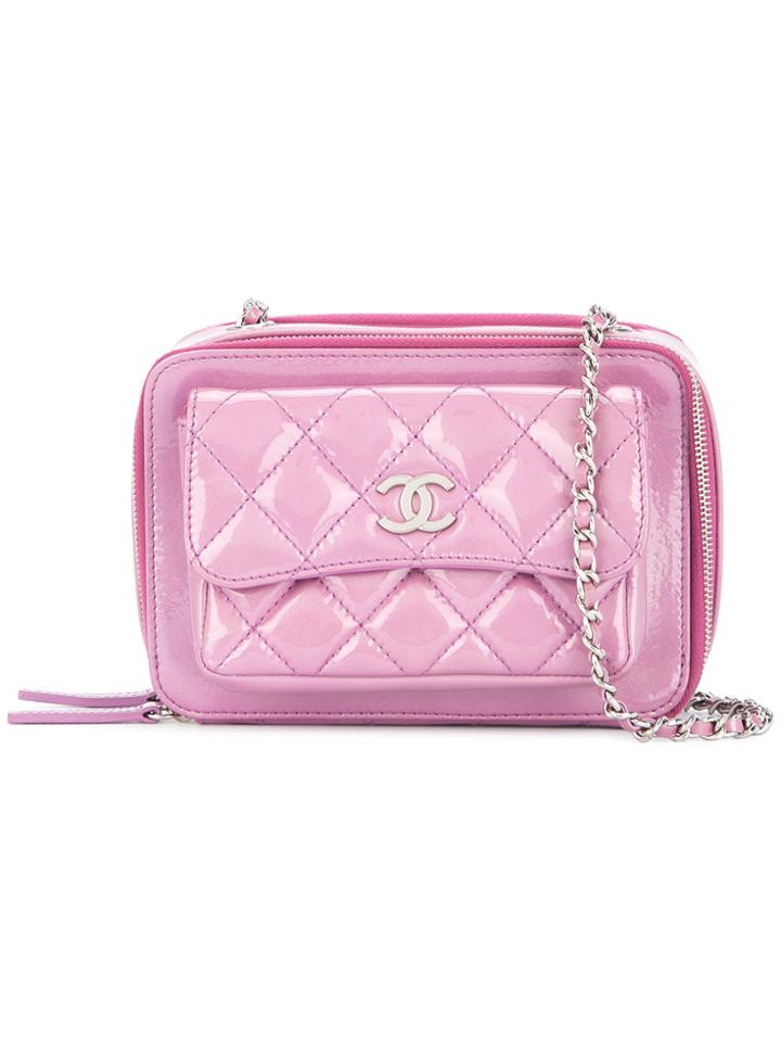Chanel Vintage Cc Single Chain Shoulder Bag - Pink & Purple