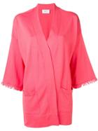 Snobby Sheep Fringe Trimmed Cardigan - Pink