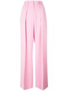 Msgm Pleated Detail Tailored Trousers, Women's, Size: 40, Pink/purple, Acetate/viscose/polyester