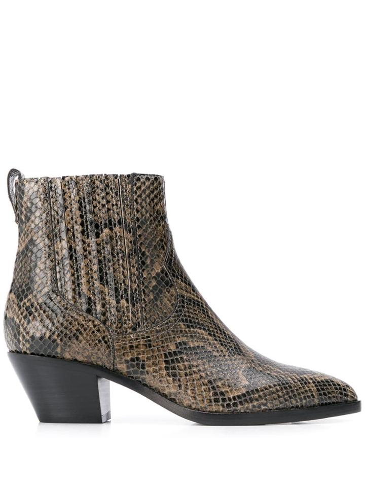 Ash Snakeskin Effect Floyd Boots - Brown