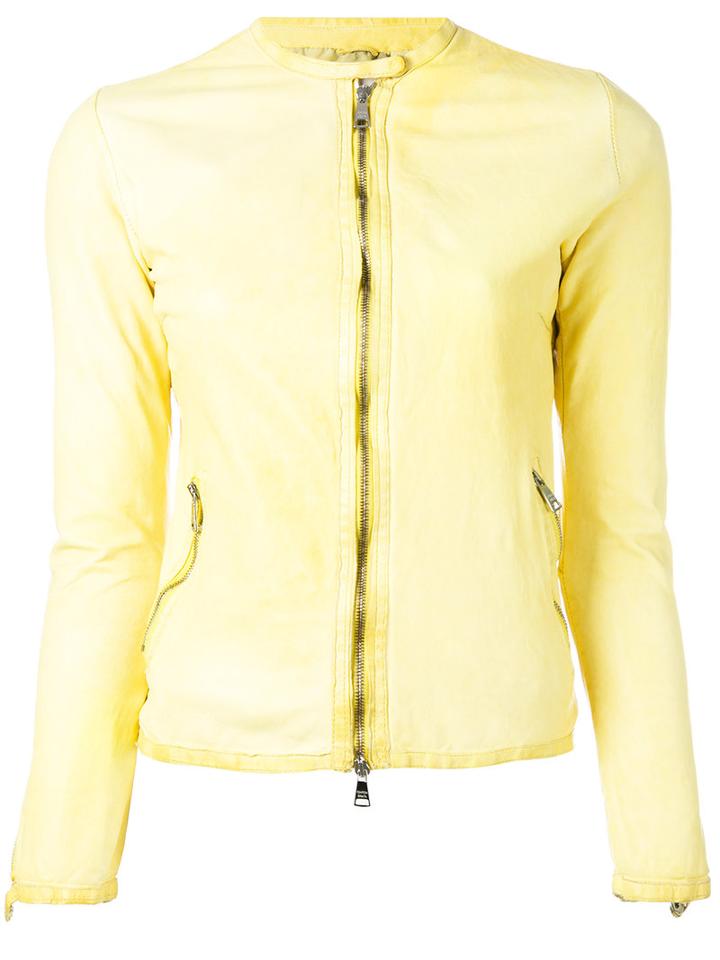 Giorgio Brato - Zip Front Jacket - Women - Cotton/leather/nylon - 44, Women's, Yellow/orange, Cotton/leather/nylon