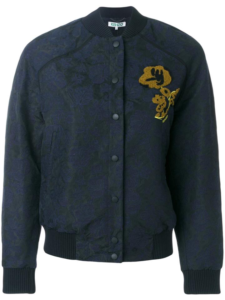 Kenzo Floral Brocade Bomber Jacket - Blue