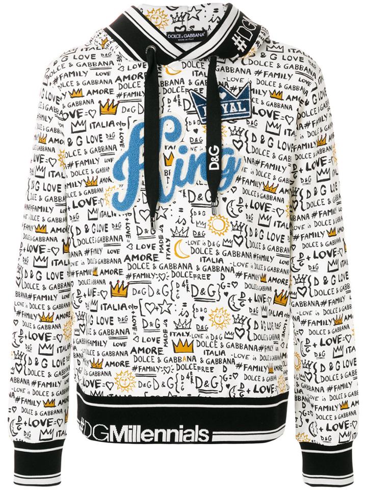 Dolce & Gabbana King Graffiti Print Hoodie - White