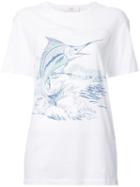Bassike 'marlin' Print T-shirt, Women's, Size: 8, White, Organic Cotton
