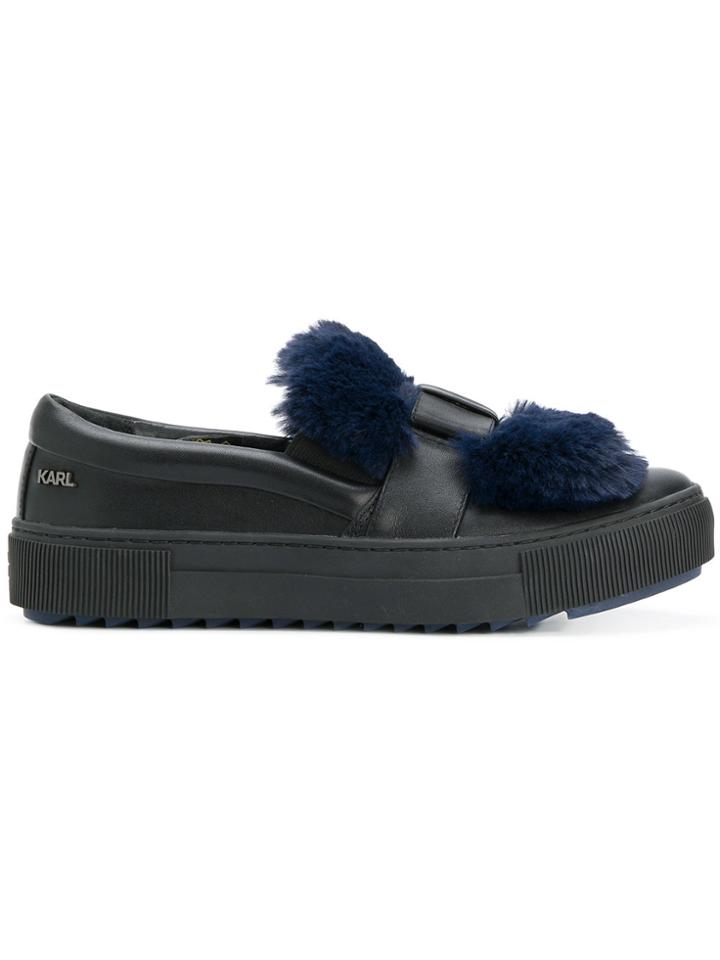Karl Lagerfeld Fur Patch Slip-on Sneakers - Blue