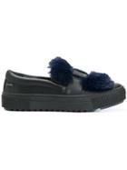 Karl Lagerfeld Fur Patch Slip-on Sneakers - Blue