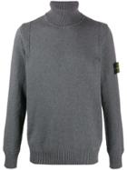 Stone Island Mottled Knit Turtleneck Jumper - Grey