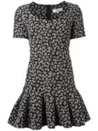 Carven Floral Print Flippy Dress, Women's, Size: 40, Black, Polyester/acetate/viscose