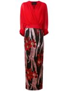 Christian Pellizzari - Floral Jacquard Wrap Dress - Women - Silk/polyamide/acetate/metallized Polyamide - 40, Women's, Red, Silk/polyamide/acetate/metallized Polyamide